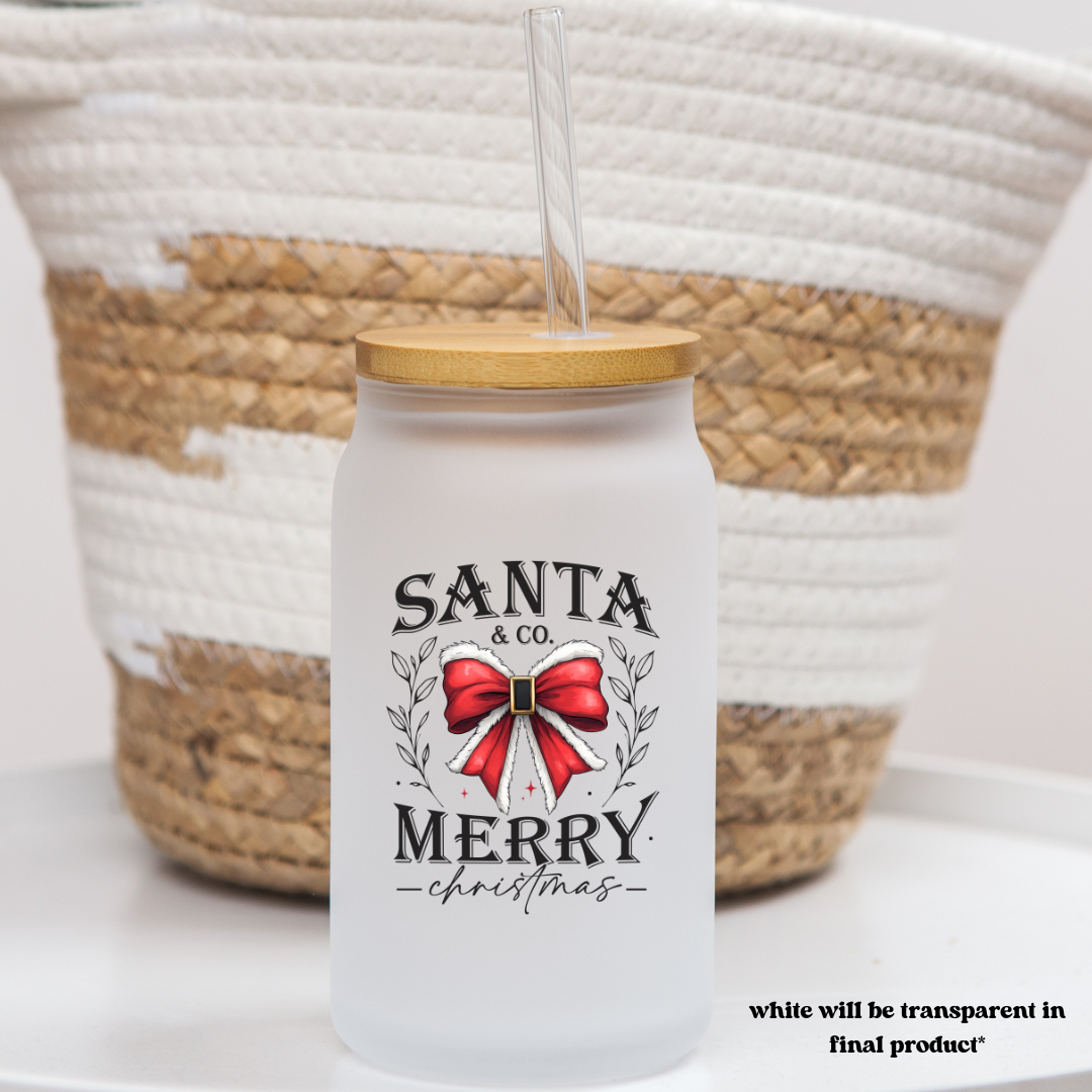 16 oz frosted glass can | christmas vibes (37 options)