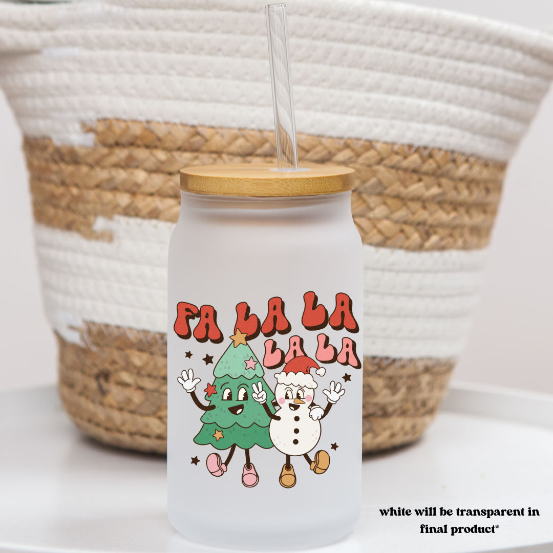 16 oz frosted glass can | christmas vibes (37 options)