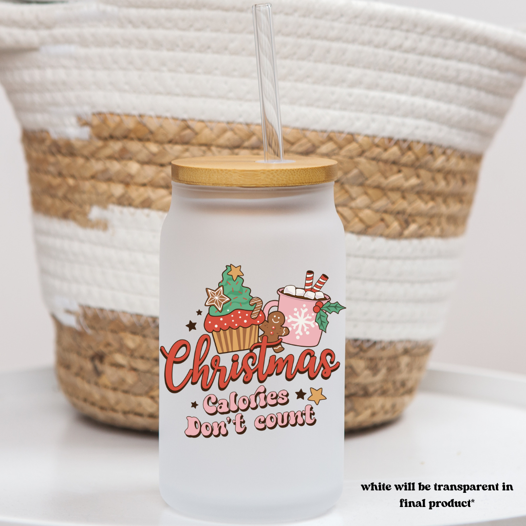 16 oz frosted glass can | christmas vibes (37 options)