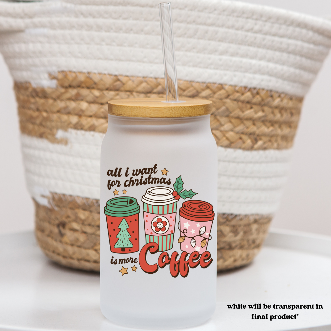 16 oz frosted glass can | christmas vibes (37 options)