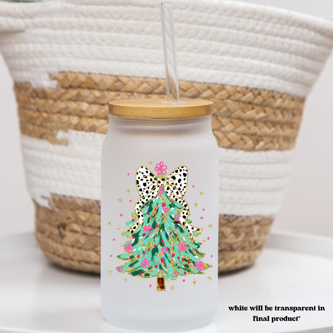 16 oz frosted glass can | christmas vibes (37 options)