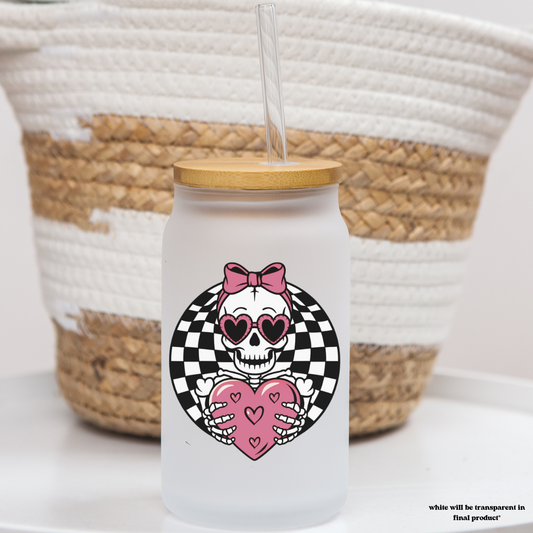 16 oz frosted glass can | valentines (14 options)