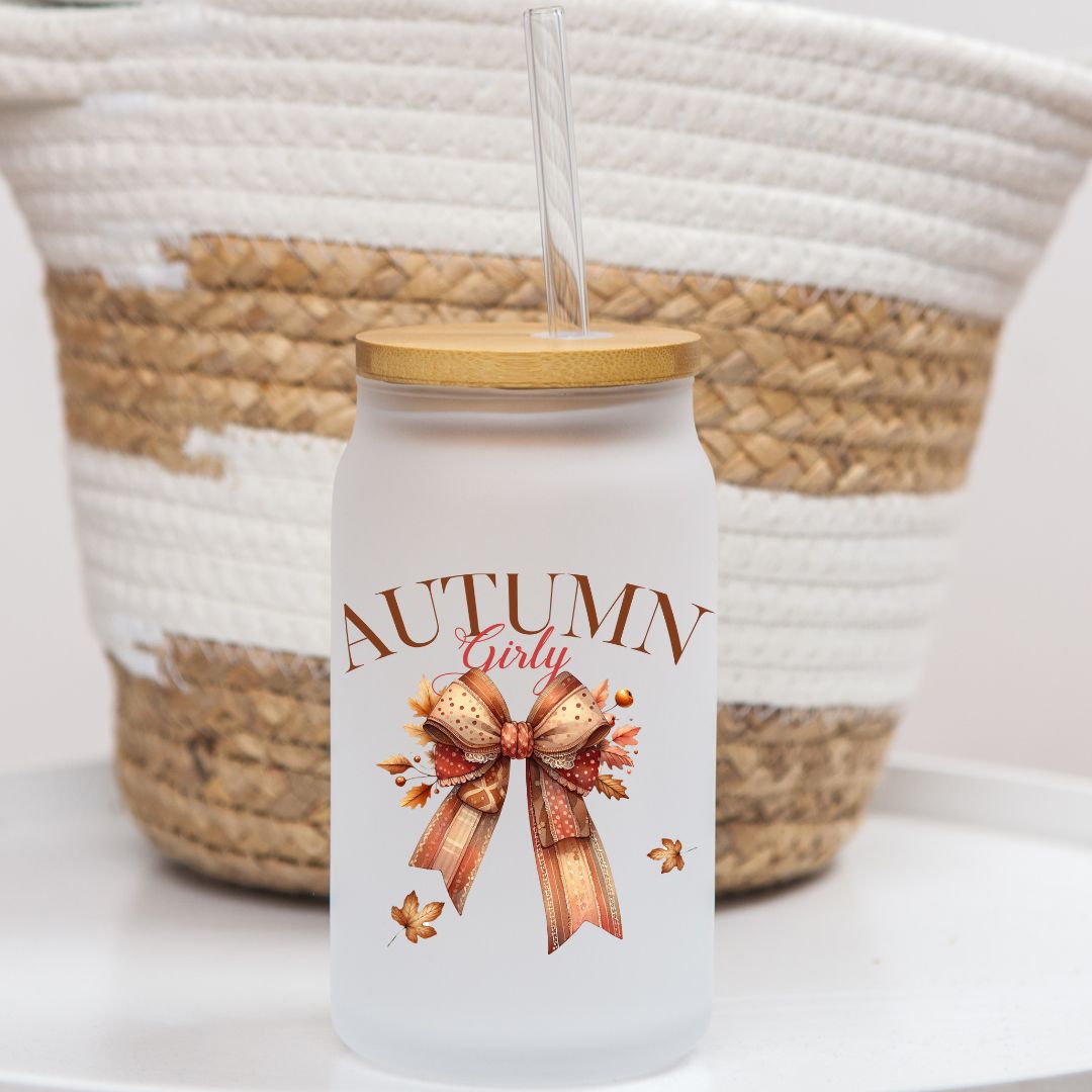 16 oz Frosted Glass Can | Fall Vibes (17 Options)