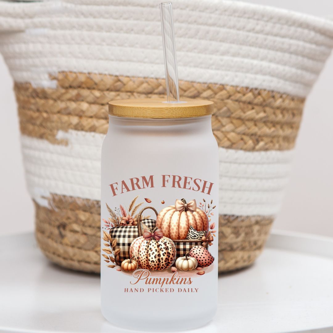 16 oz Frosted Glass Can | Fall Vibes (17 Options)