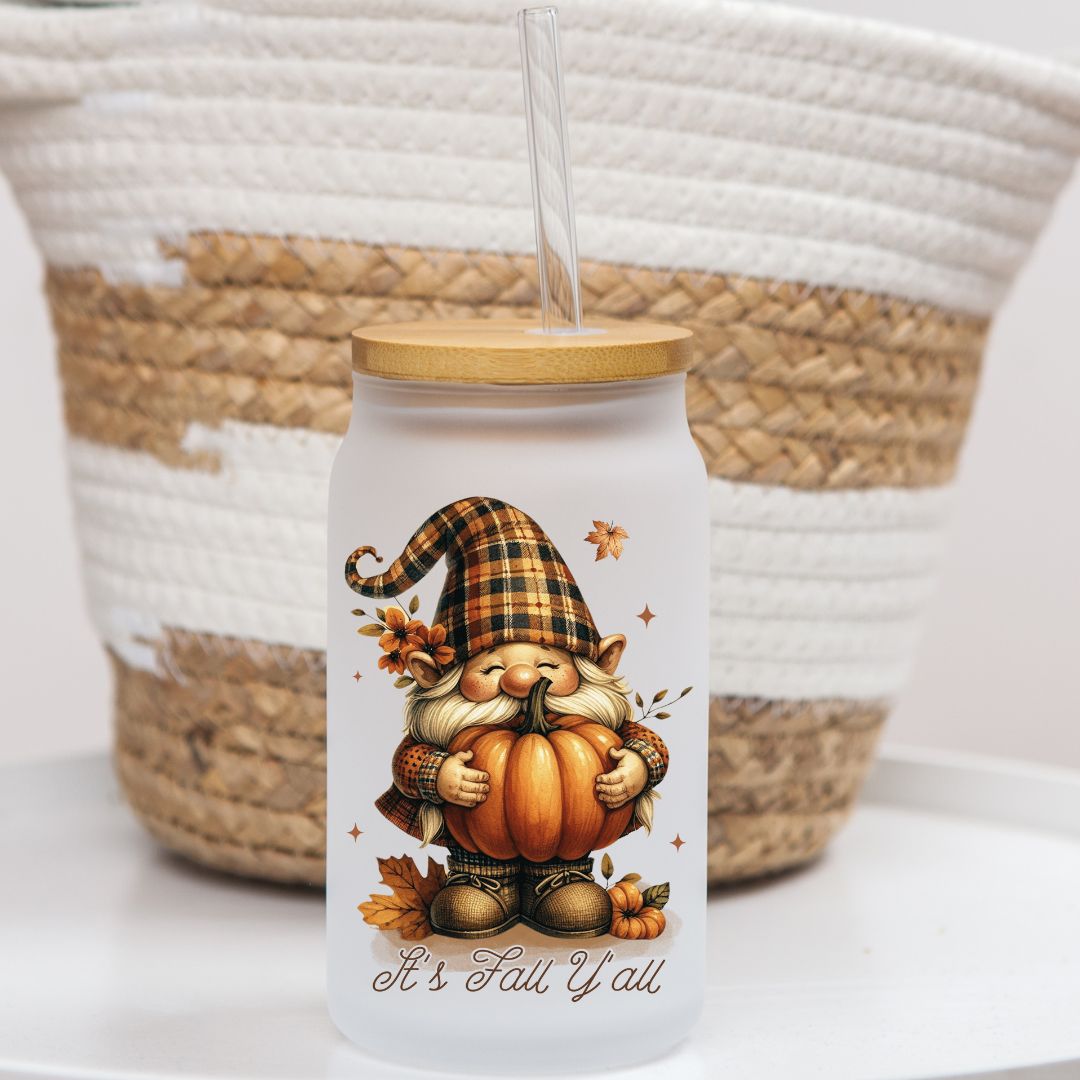 16 oz Frosted Glass Can | Fall Vibes (17 Options)