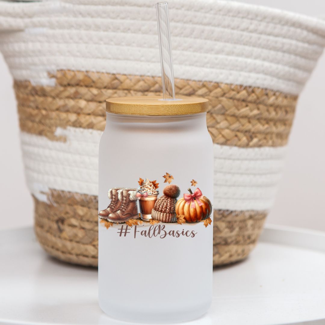 16 oz Frosted Glass Can | Fall Vibes (17 Options)