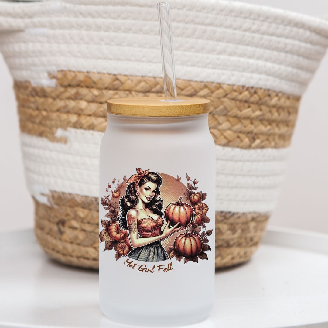 16 oz Frosted Glass Can | Fall Vibes (17 Options)