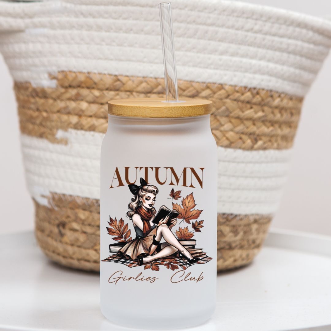 16 oz Frosted Glass Can | Fall Vibes (17 Options)