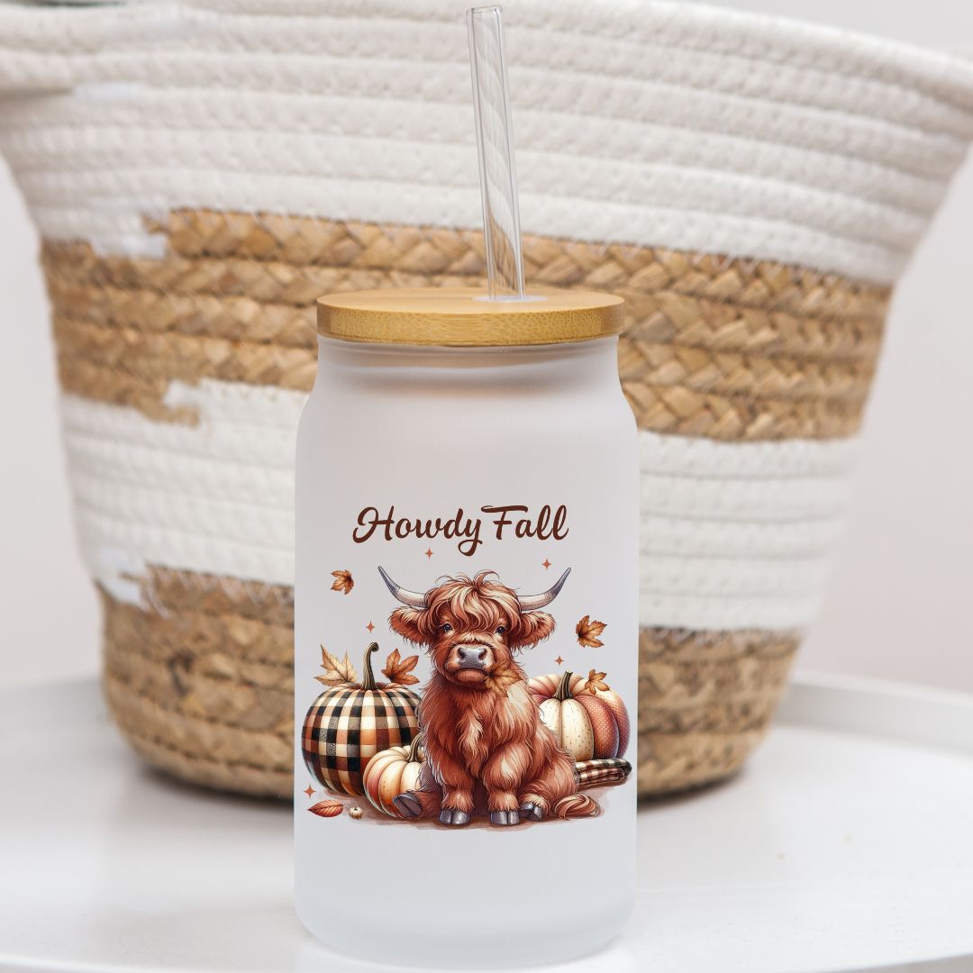 16 oz Frosted Glass Can | Fall Vibes (17 Options)