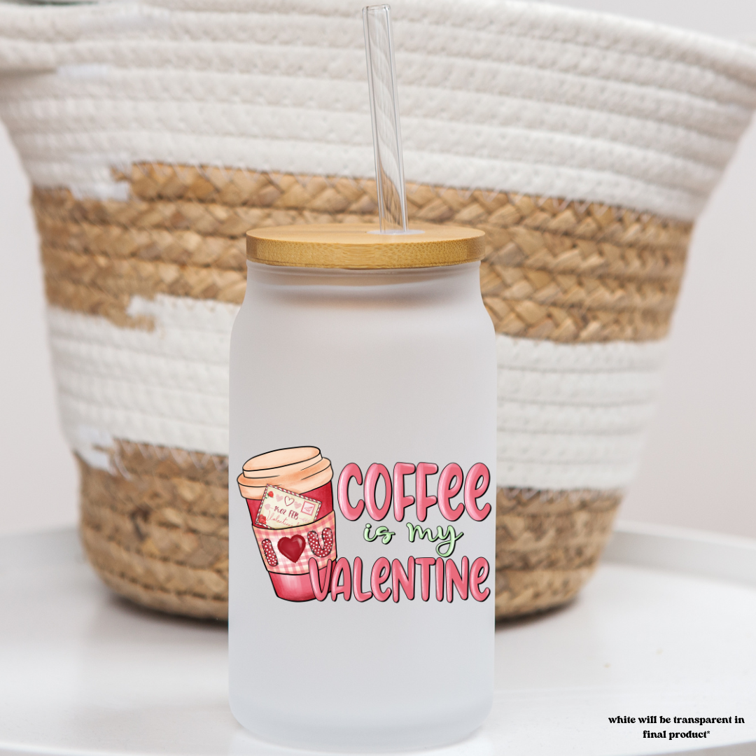 16 oz frosted glass can | coffee valentine (17 options)