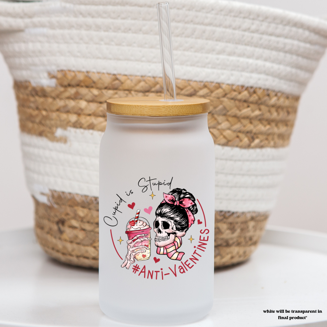 16 oz frosted glass can | coffee valentine (17 options)