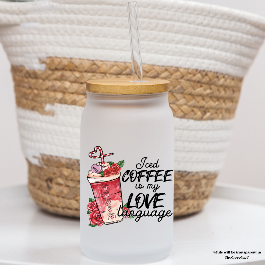 16 oz frosted glass can | coffee valentine (17 options)