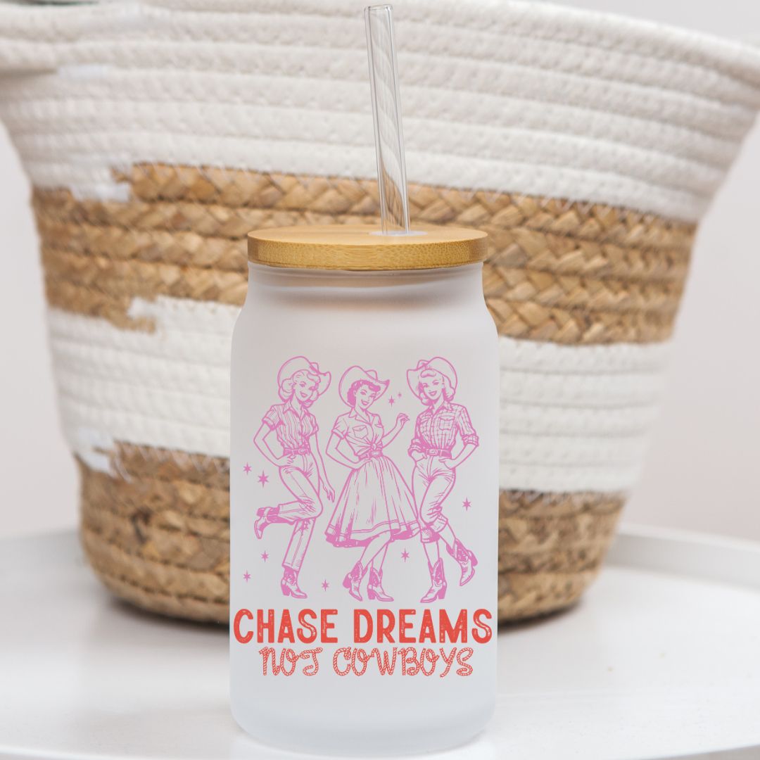 16 oz Frosted Glass Can | Vintage Girls (9 Options)